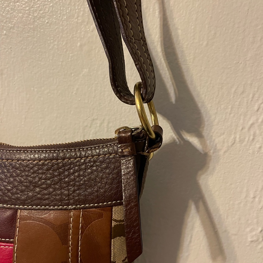 Coach Patchwork Shoulder Bag Leather Suede Signature Canvas Y2K Boho - Picture 5 of 10